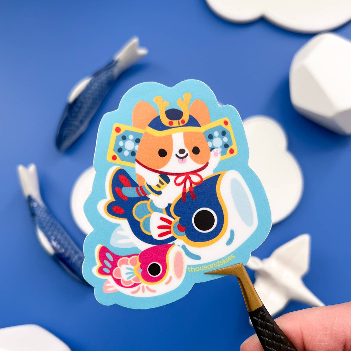 Corgi and Carp Japantown Vinyl Sticker