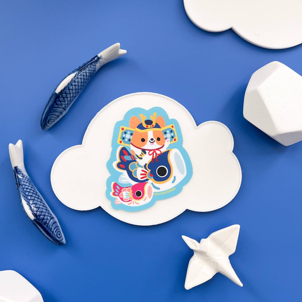 Corgi and Carp Japantown Vinyl Sticker