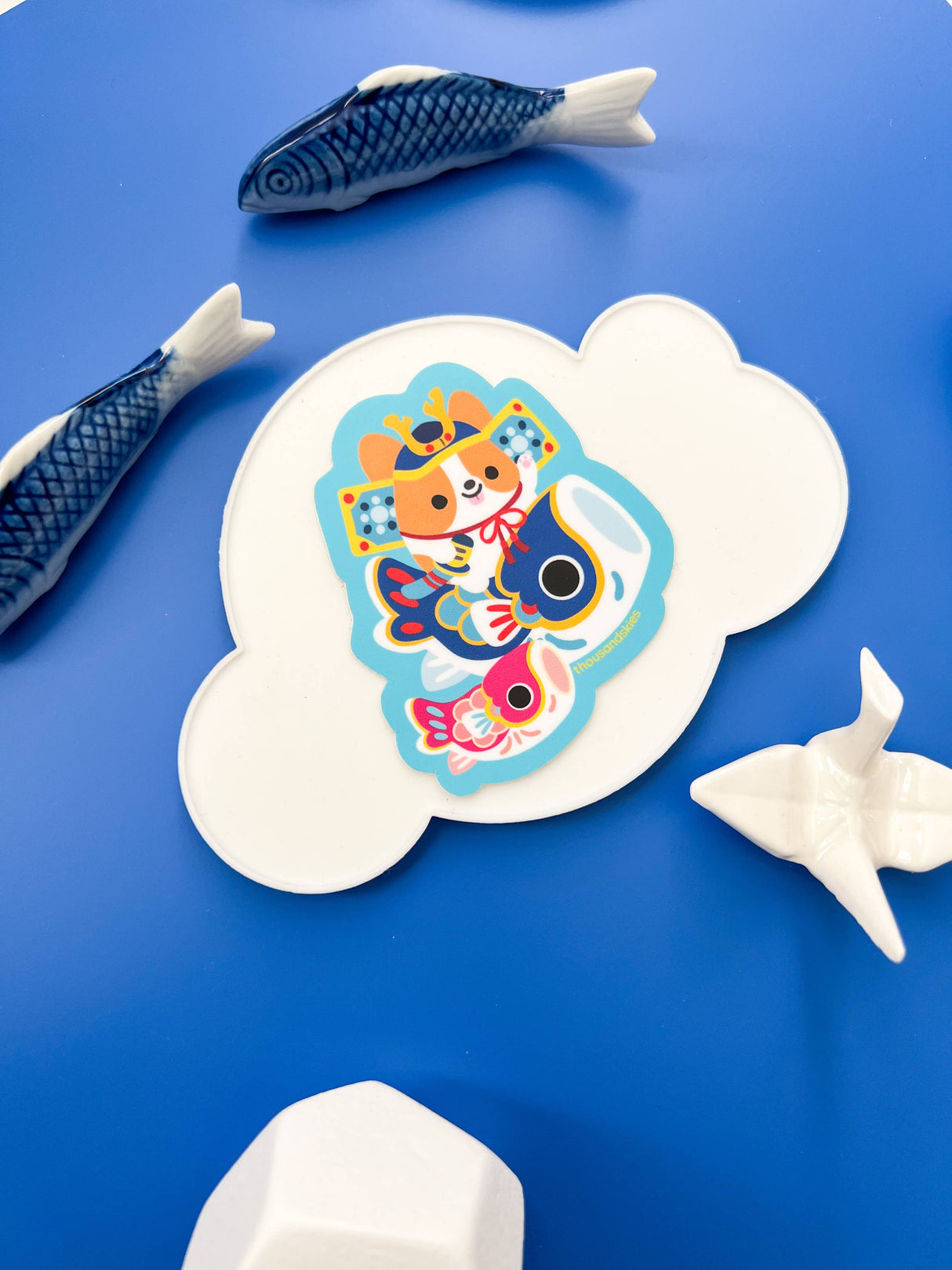 Corgi and Carp Japantown Vinyl Sticker