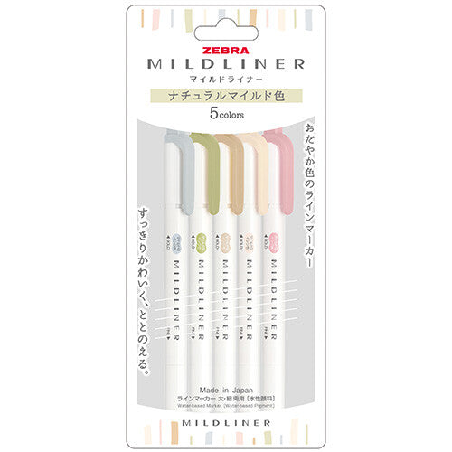 Mildliner Dual Ended Natural Mild 5-color Set
