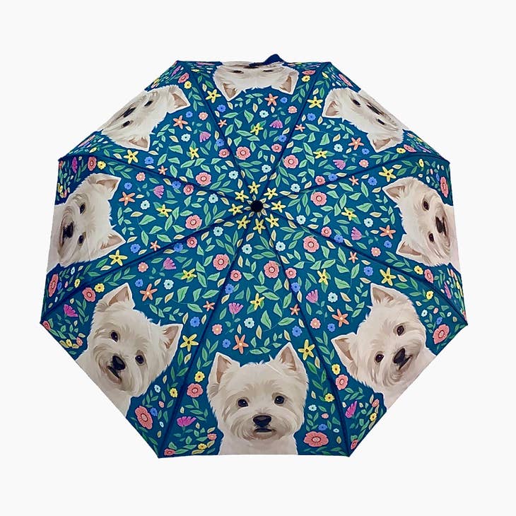 Paraguas West Highland Terrier con motivos florales de Westie