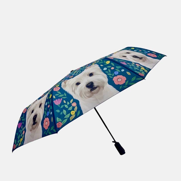 Paraguas West Highland Terrier con motivos florales de Westie