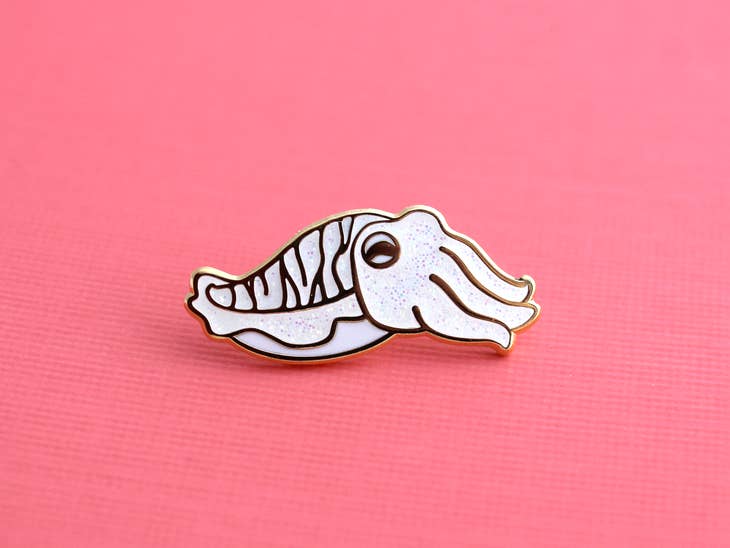 White Glitter Cuttlefish Pin