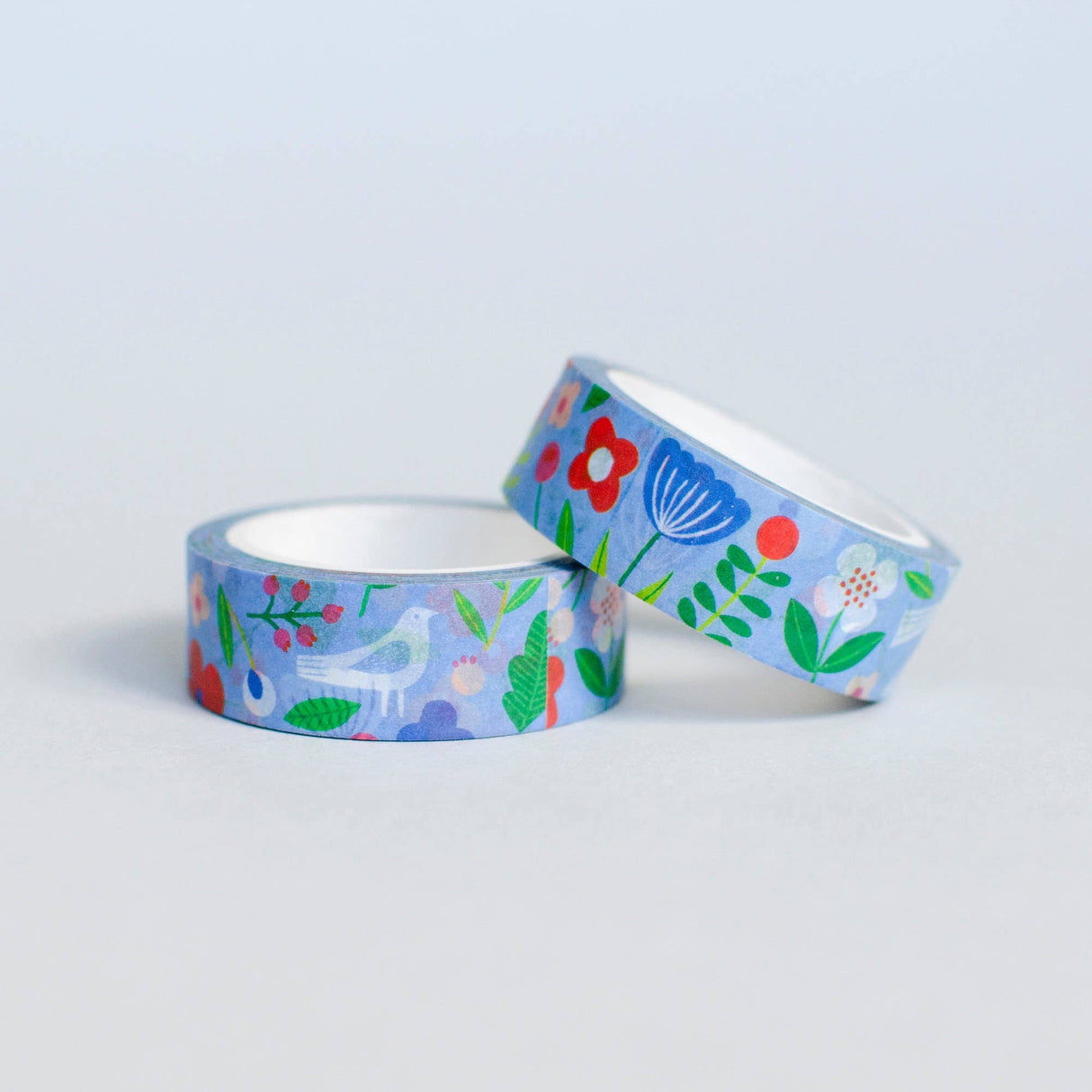 Cinta washi con estampado de flores azules