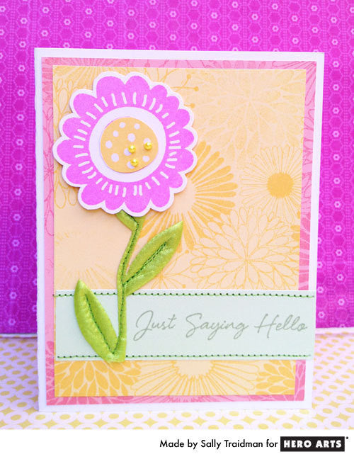 Sello de caucho montado de Hero Arts con corazones de flores