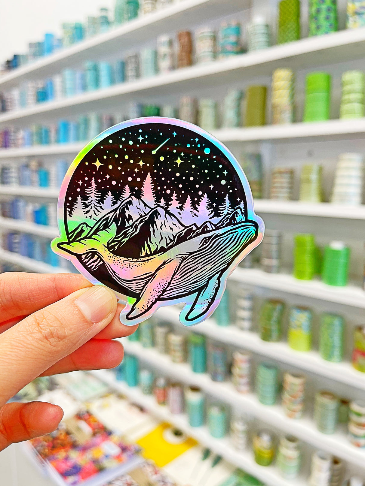 Celestial Whale Holographic Vinyl Sticker