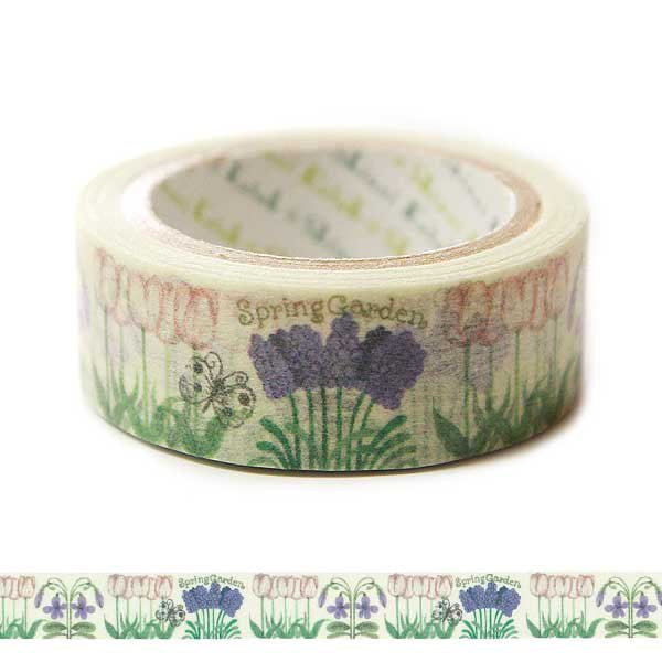 Cinta washi con motivos de jardín de primavera