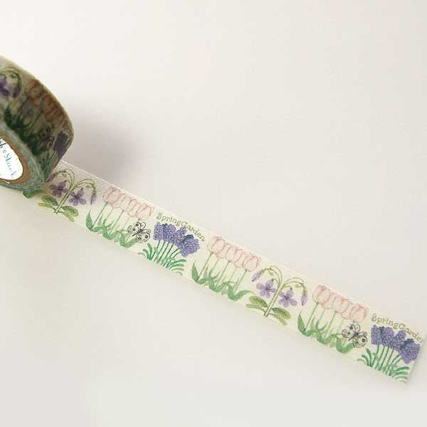 Cinta washi con motivos de jardín de primavera
