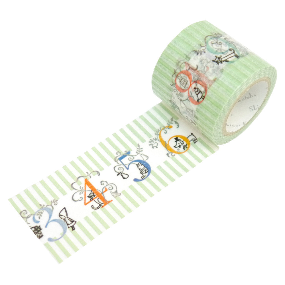 Cinta washi ancha con números de diseño Shinzi Katoh