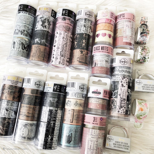PTJ Vintage Decorative Tape Craft and White 4/Pkg Prima Traveler's Journal
