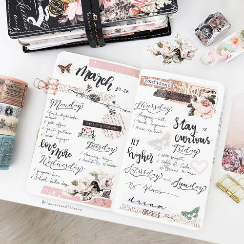 PTJ Vintage Decorative Tape Craft and White 4/Pkg Prima Traveler's Journal