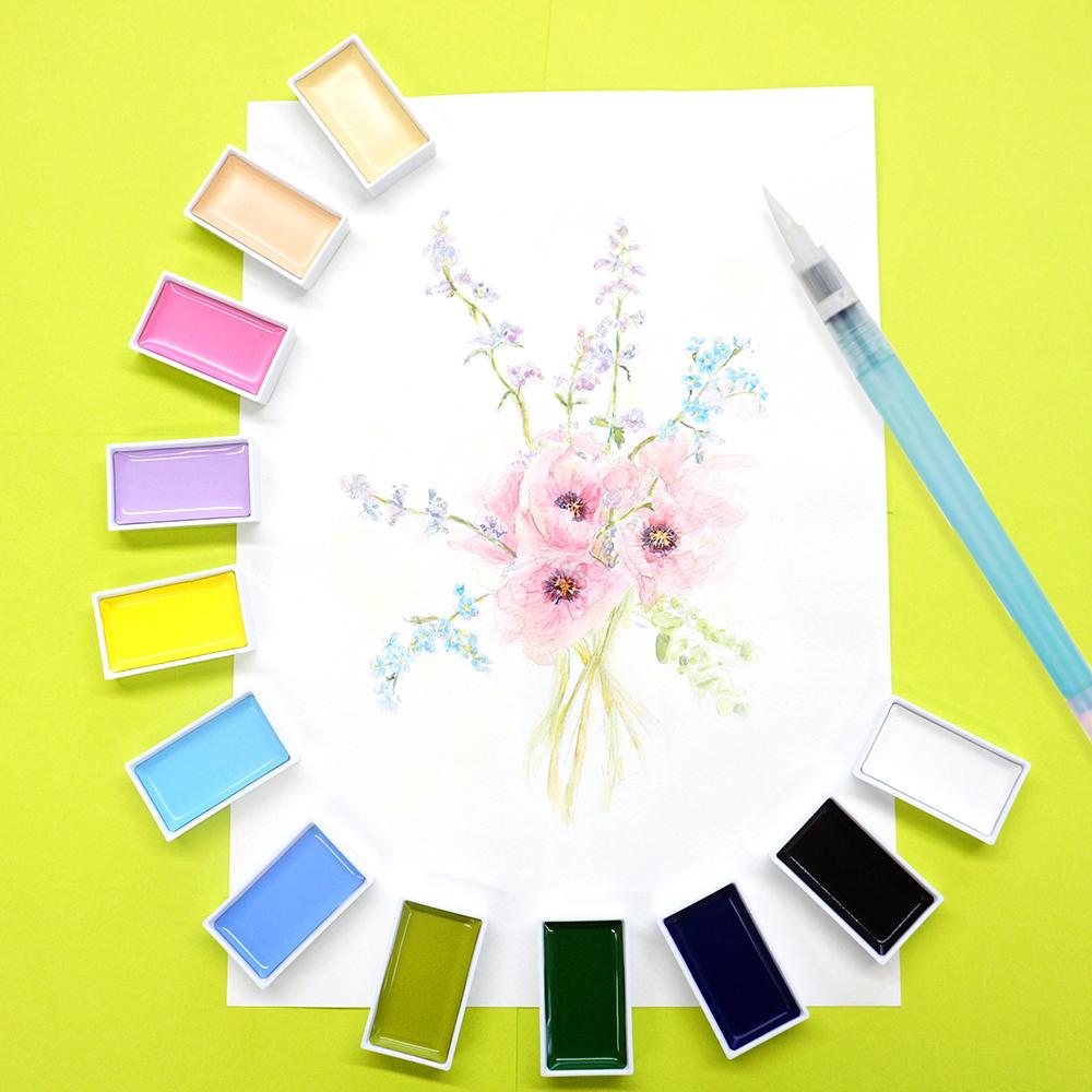 Kuretake Gansai Tambi Watercolor Palette - 12 Color Set B