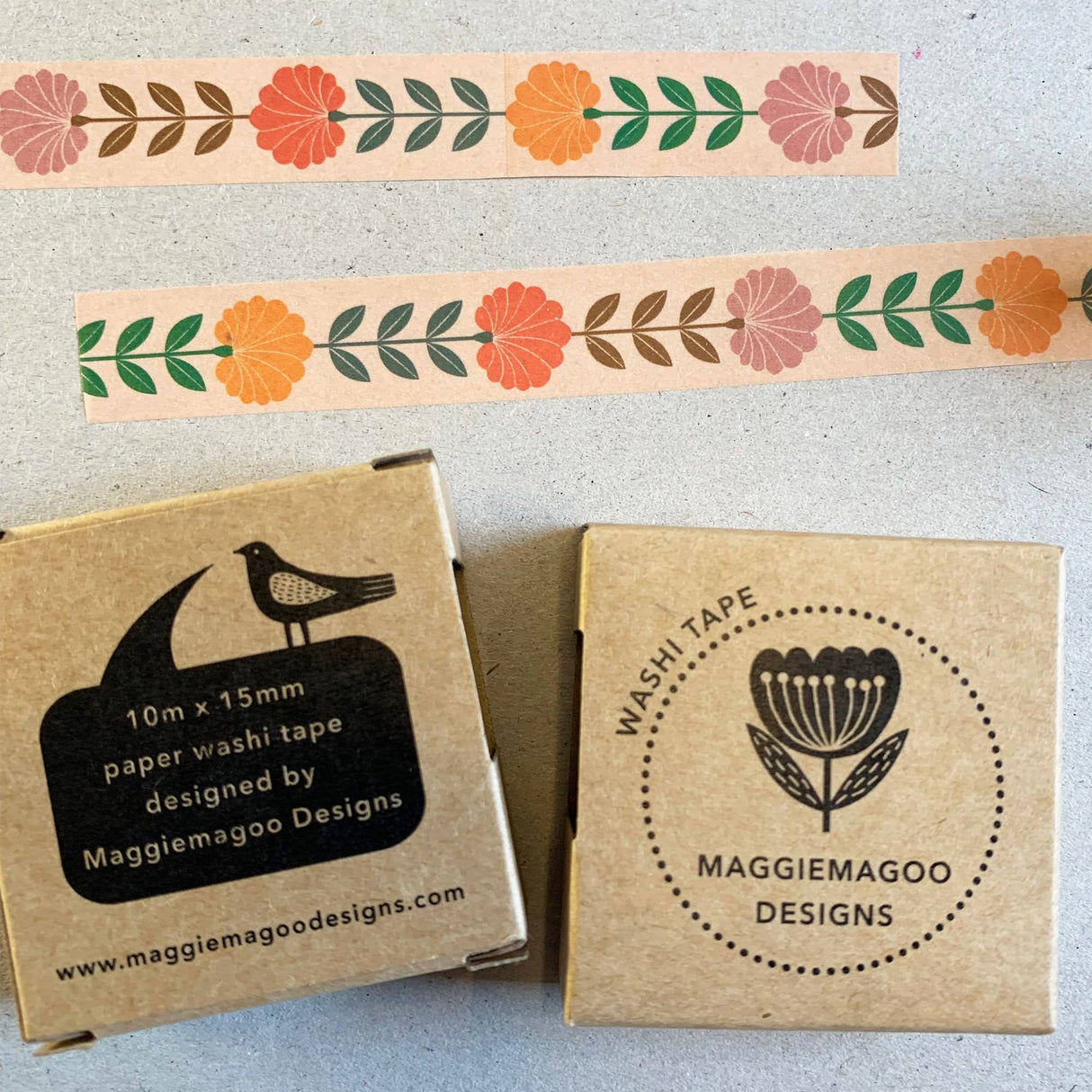 Cinta washi con estampado de flores de primavera