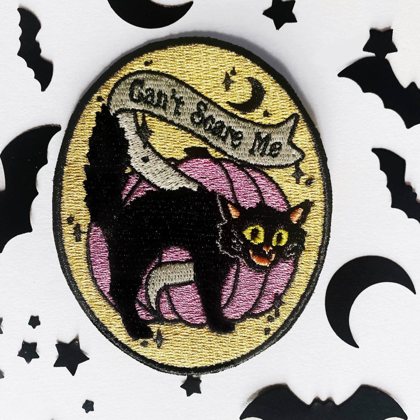 Espi Lane Black Scared Cat Halloween Iron-On Patch