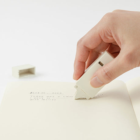 “Assorted correction tapes including Midori, MONO, Plus Whiper Petit, and cute Japanese stationery designs.