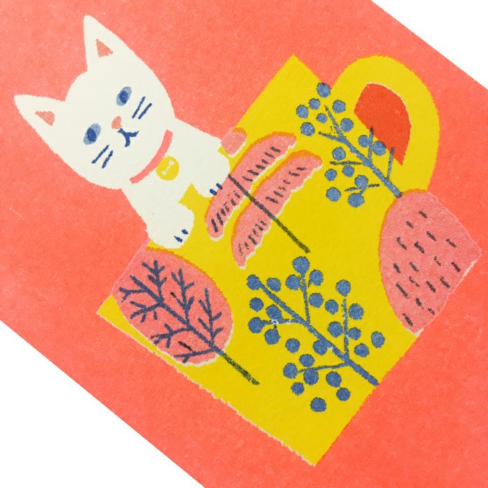 Retro Print Postcard - Cat Cup