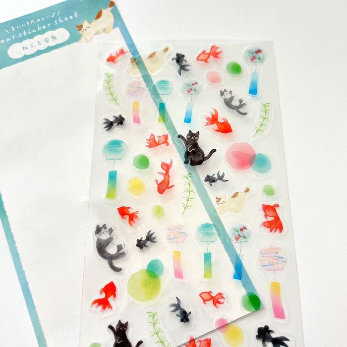 Furukawashiko Sticker Sheet - Cat and Goldfish