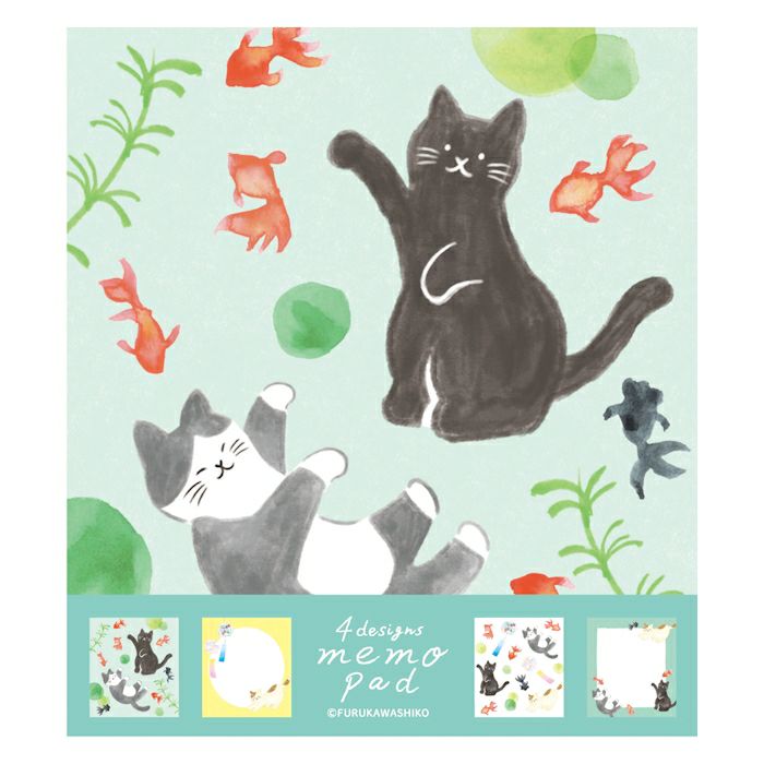 Furukawashiko Memo Pad - Cat and Goldfish