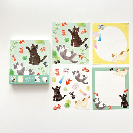 Furukawashiko Memo Pad - Cat and Goldfish