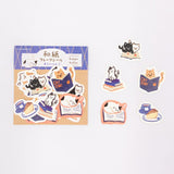 Furukawashiko Flake Sticker - Book and Cat
