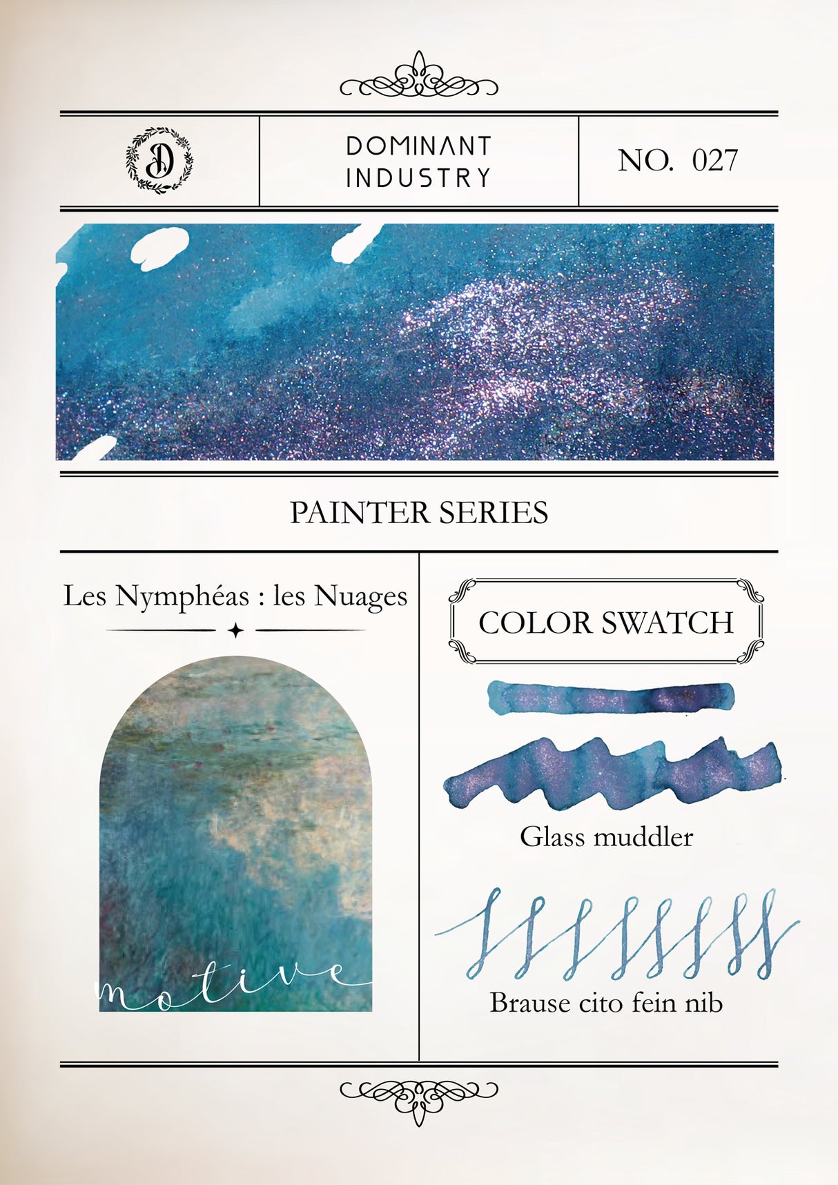 Dominant Industry Pearl Ink 25ml - Painter Series - Les Nympheas: Les Nuages