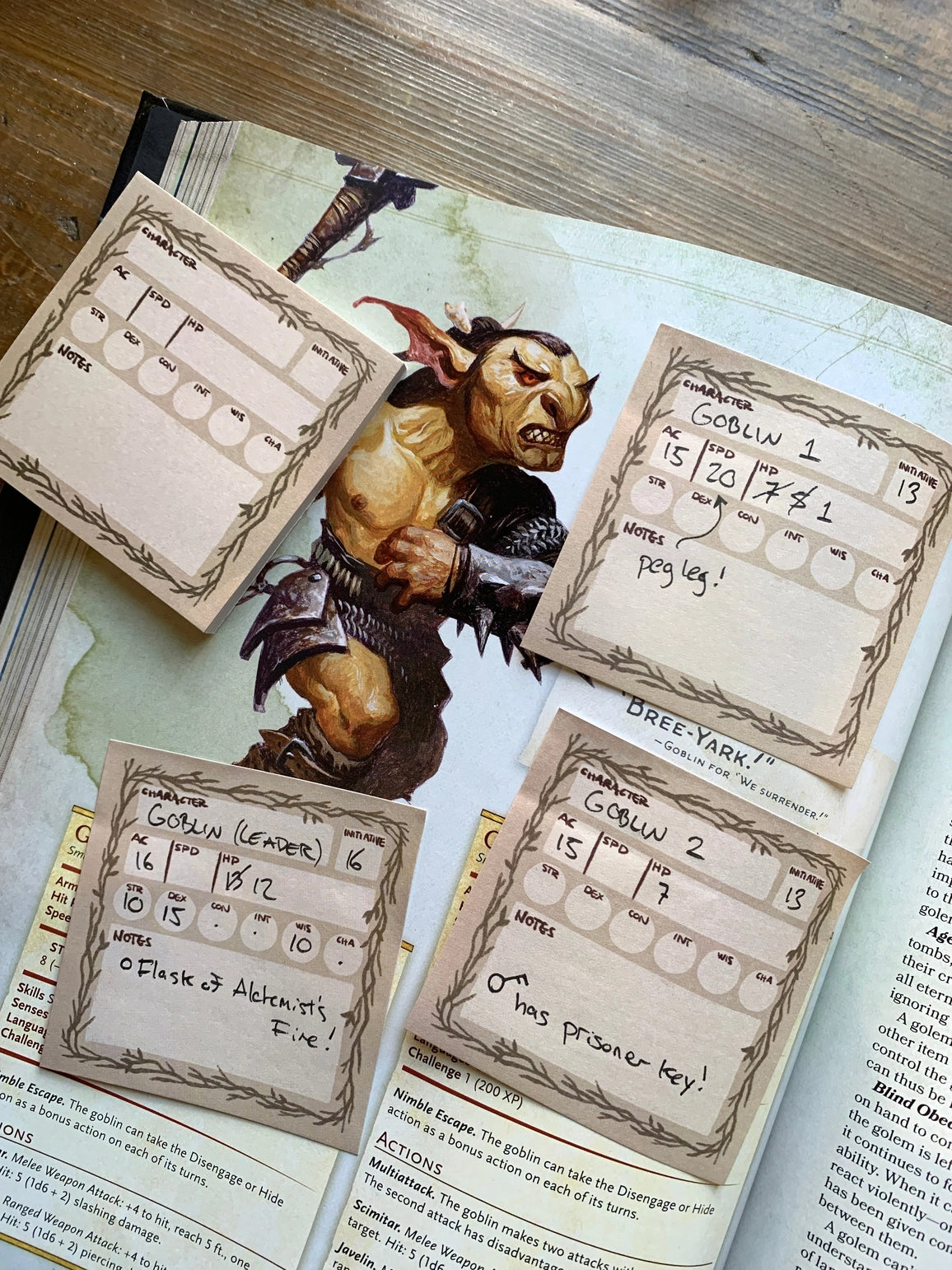 Stat Block Sticky Note For Dnd, Pathfinder