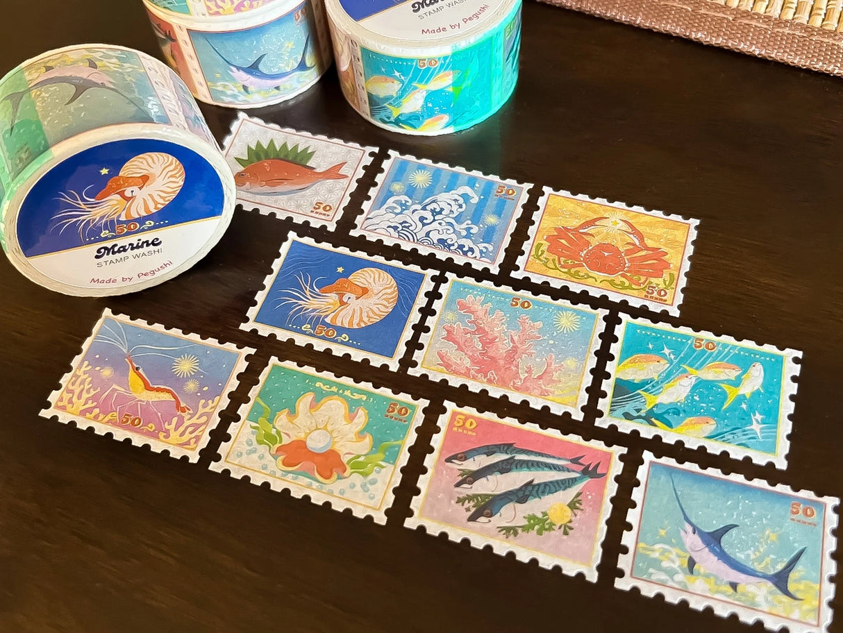 Pegushi Washi Tape - Marine Stamp