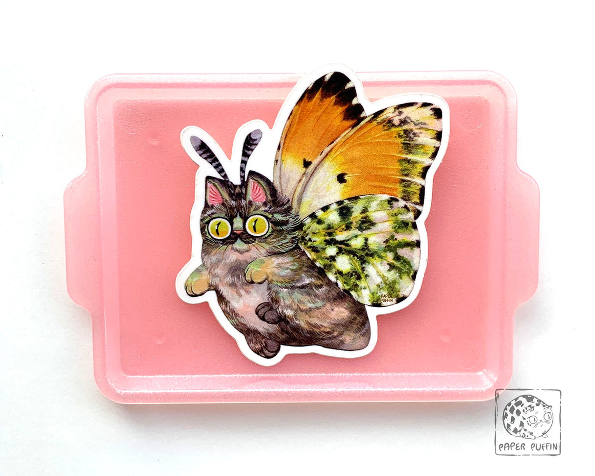 Paper Puffin - Moth Cat "Tippy" Vinyl Sticker