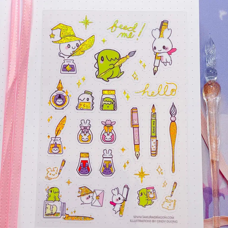 Sakuradragon Pen Pals Clear Sticker Sheet