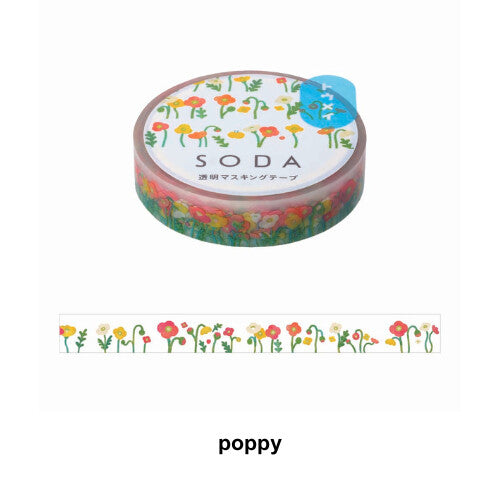 Cinta adhesiva PET de soda con forma de flor de amapola