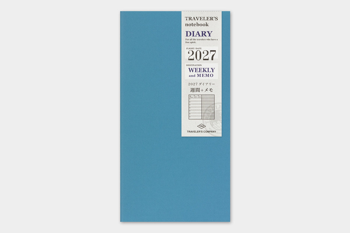 TRAVELER'S notebook 2027 Weekly + Memo Diary (Regular Size)

Welcome the upcoming year in high spirits with TRAVELER'S notebook 2027 Diary lineup where each notebook becomes unique by adding your personal flare!