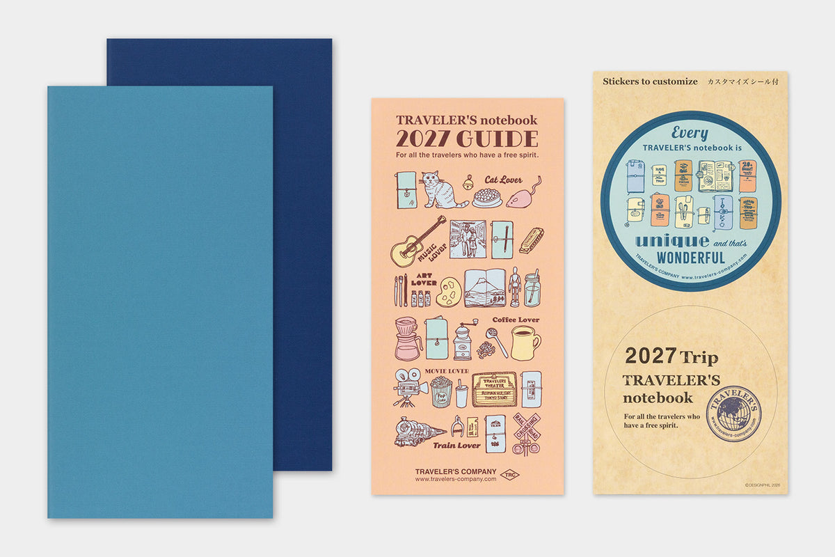 TRAVELER'S notebook 2027 Weekly + Memo Diary (Regular Size)

Welcome the upcoming year in high spirits with TRAVELER'S notebook 2027 Diary lineup where each notebook becomes unique by adding your personal flare!