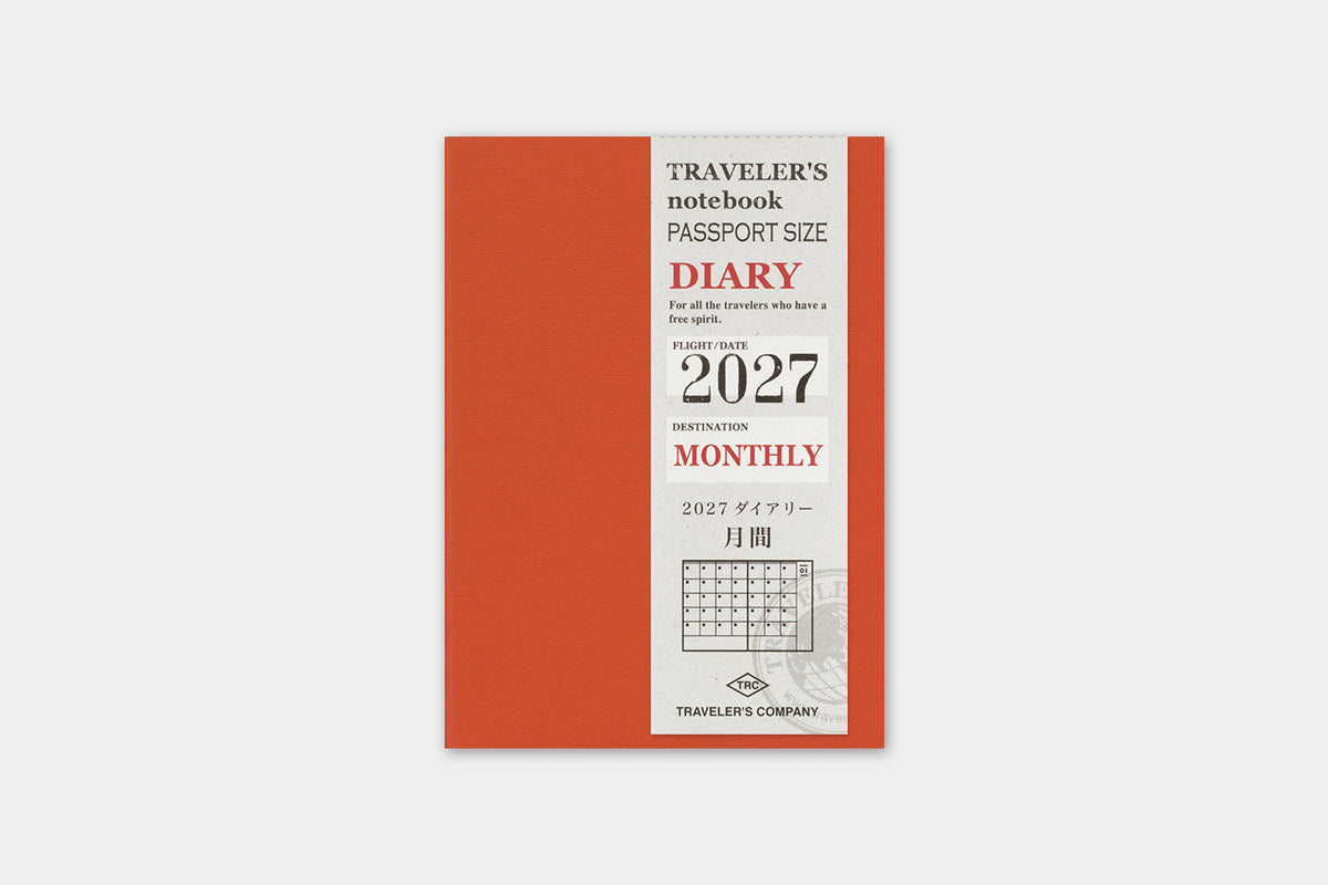 TRAVELER'S notebook 2027 Monthly Diary (Passport Size)

Welcome the upcoming year in high spirits with TRAVELER'S notebook 2027 Diary lineup where each notebook becomes unique by adding your personal flare!