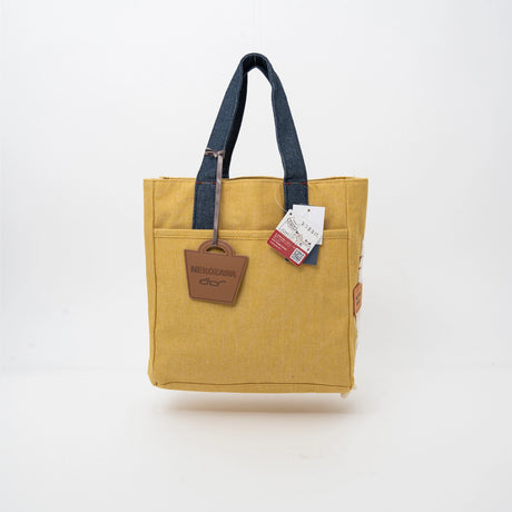 Kusuguru Japan Embroidered Cat Fabric Small Tote Bag - Yellow