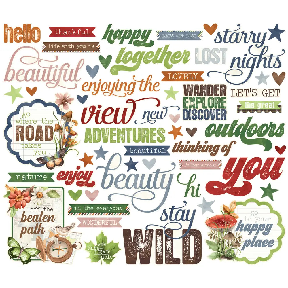 Simple Vintage Woodlands Sentiment Die Cut Cardstock Set