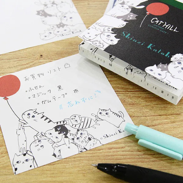 Shinzi Katoh Memo Pad - Cat Hill Black