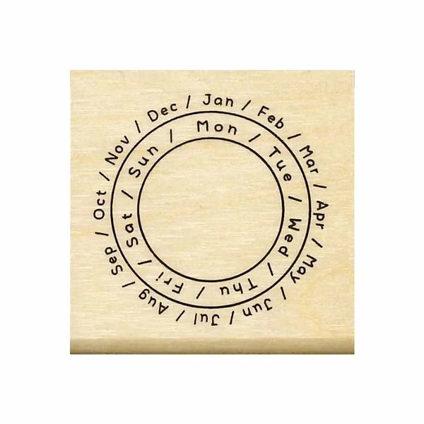 Date Circle Rubber Stamp