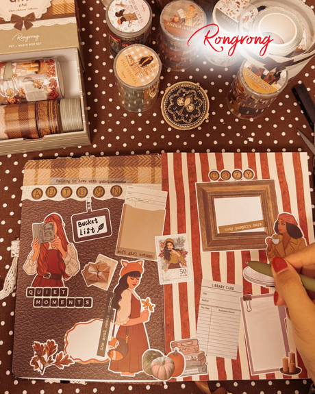 Using Sticker Dimension to Create a Fall Retreat Spread by Rongrong x Zara