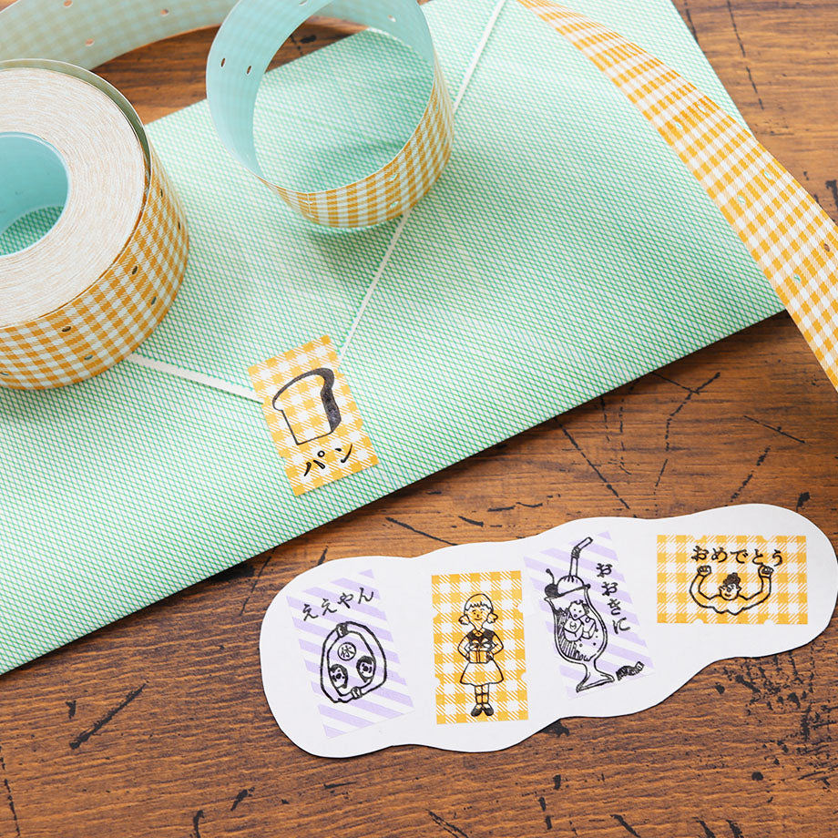 36 Sublo Label Sticker Roll Large - Gingham Check Orange