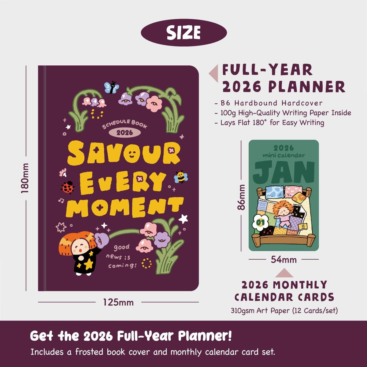 2026 Planner Kawaii Schedule Book - Savour Every Moment
