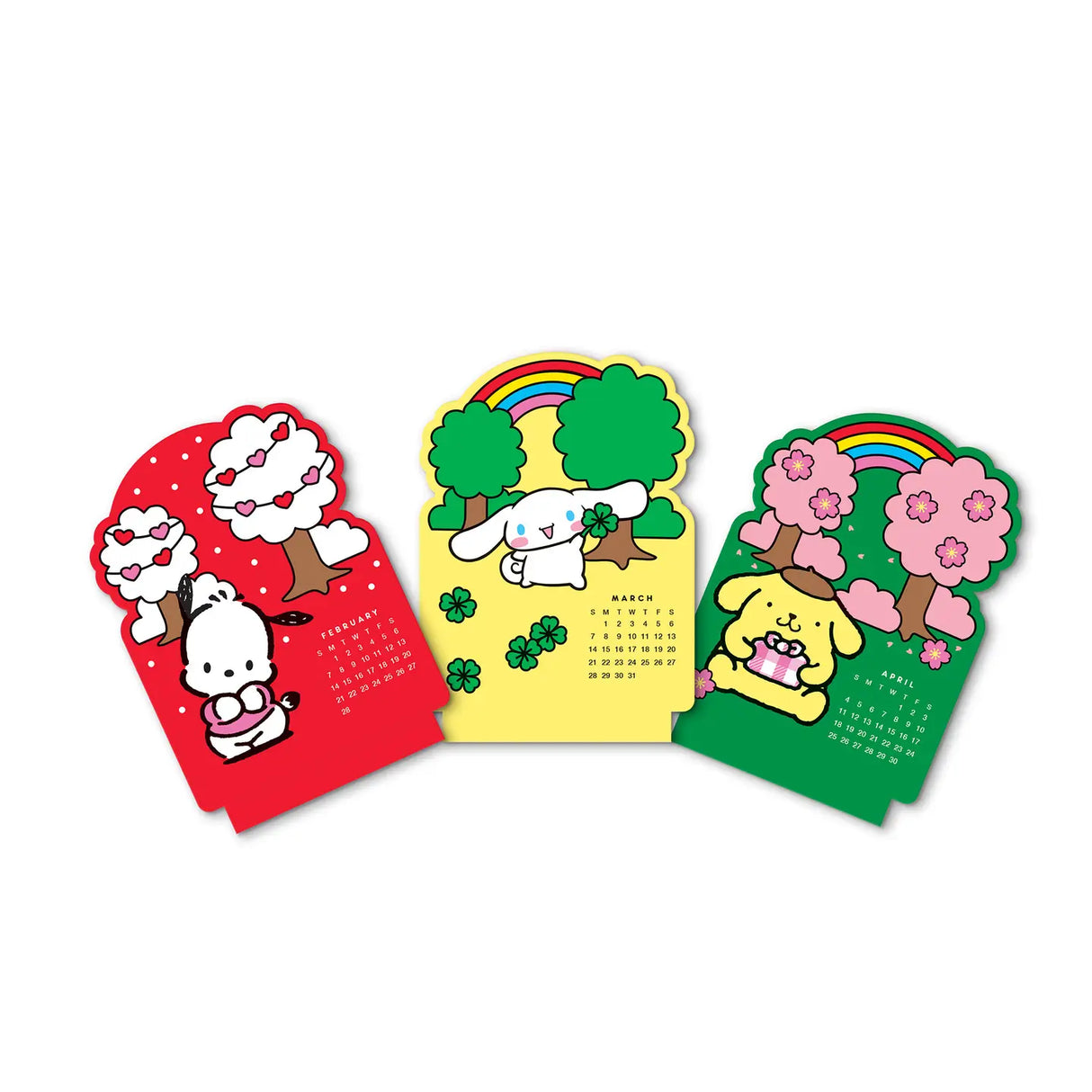 Say hello to the new year with this adorable Hello Kitty® and Friends Mini Desk Calendar (Jan.–Dec. 2027). Each month is printed on a sturdy, die-cut card featuring a different Sanrio character paired with colorful seasonal artwork. Place the current month on the included wooden stand for a sweet, simple, space-saving calendar reference you’ll enjoy all year long!

• Box: 3.75"w x 5.25"h 
• 12 months (Jan.–Dec. 2027) 
• 13 sheets; 300 gsm acid-free, FSC®-certified paper 
• Includes sturdy wood stand 

© 202