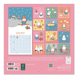 Miffy makes every season sweeter! This perfectly sized 7" × 7" Wall Calendar brings Miffy’s adventurous spirit to your home or workspace all year. From breezy autumn bike rides to sunny springtime gardening, each month showcases Miffy and friends in soft pastel scenes that capture the magic of everyday moments—plus roomy calendar grids with space to jot down plans, reminders, and special occasions.

• 7"w x 7"h closed 
• 12 months (Jan.–Dec. 2027) 
• 13 pages; 150 gsm acid-free, FSC®-certified paper 
• Sadd