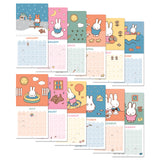 Miffy makes every season sweeter! This perfectly sized 7" × 7" Wall Calendar brings Miffy’s adventurous spirit to your home or workspace all year. From breezy autumn bike rides to sunny springtime gardening, each month showcases Miffy and friends in soft pastel scenes that capture the magic of everyday moments—plus roomy calendar grids with space to jot down plans, reminders, and special occasions.

• 7"w x 7"h closed 
• 12 months (Jan.–Dec. 2027) 
• 13 pages; 150 gsm acid-free, FSC®-certified paper 
• Sadd