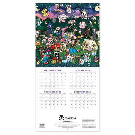 Adventure through the year with the iconic tokidoki™ crew! This 7" × 7" Wall Calendar (Jan.–Dec. 2027) is not too big or too small—it's just the right size to help keep your days on track while doubling as adorable wall art that brightens every space.

• 7"w x 7"h closed 
• 12 months (Jan.–Dec. 2027) 
• 13 pages; 150 gsm acid-free, FSC®-certified paper 
• Saddle-stitch binding