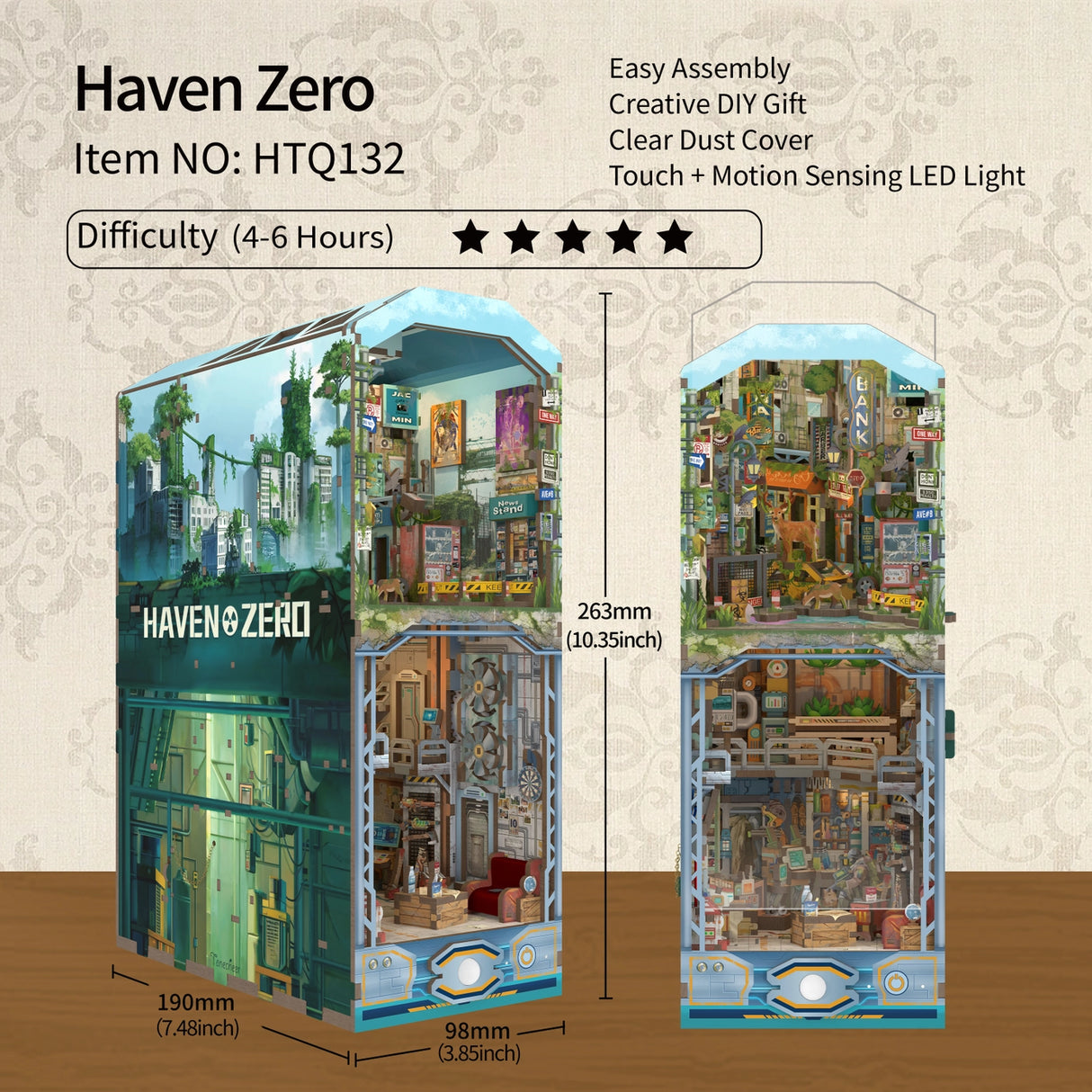 Diy Miniature House Book Nook Kit: Haven Zero w/ Dust Cover
