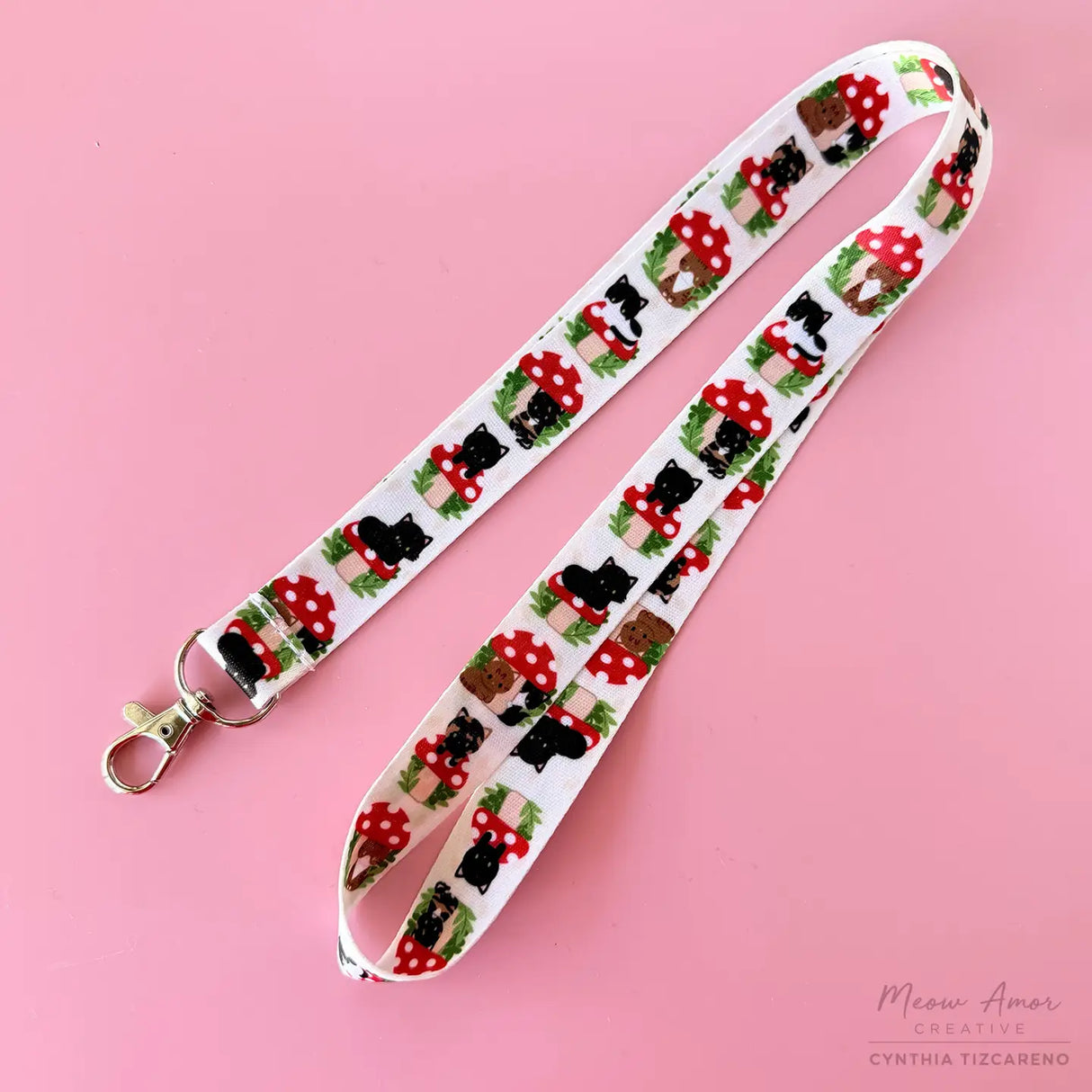 Mushroom Cats Lanyard