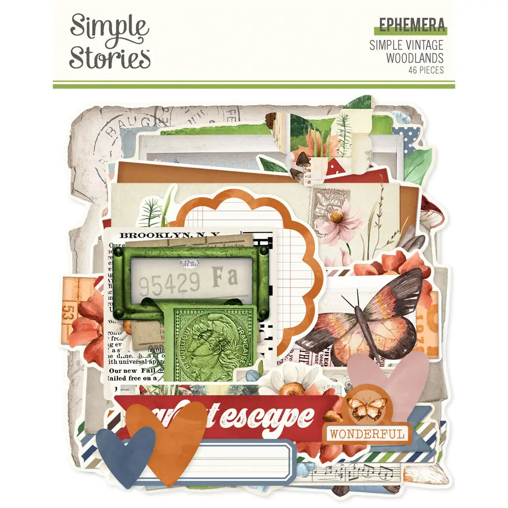 Simple Vintage Woodlands Ephemera Die Cut Cardstock Pieces