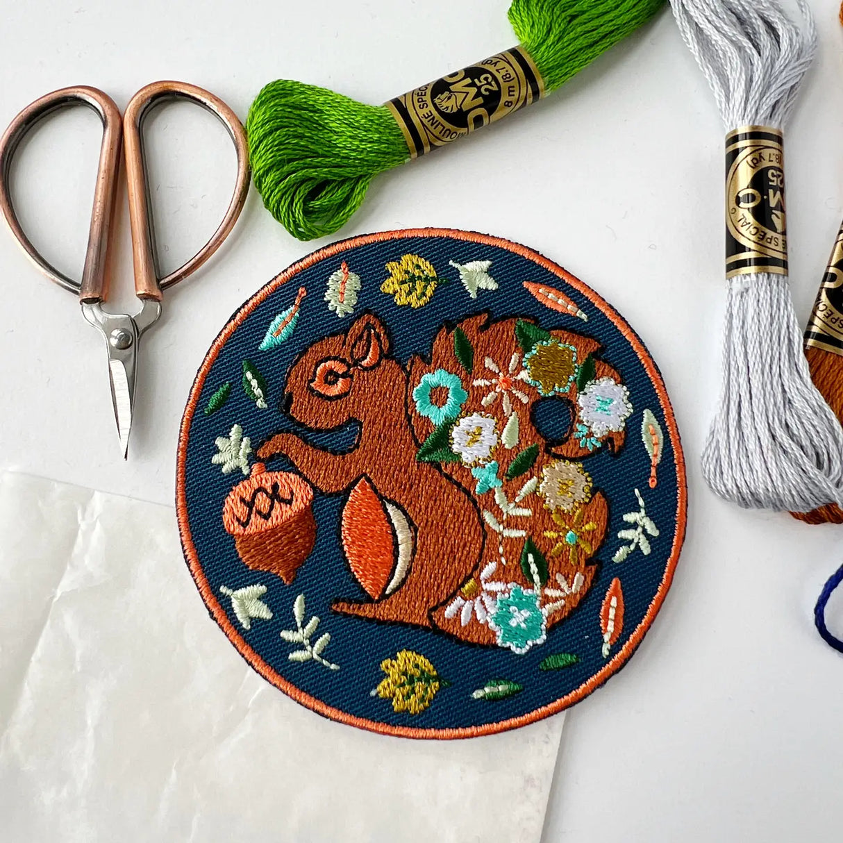 Squirrel Embroidery Sticker Patch