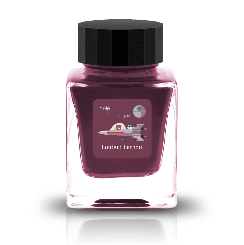 The Three-Year Anniversary Contact Collection features rich, vibrant colors with a smooth writing experience and fascinating characteristics such as shimmer and scent. The “Super” inks contain iridescent shimmer particles that shift color with the light, while the scented inks add a sensory twist to your writing. Please note that scented inks may feather when a large amount is applied—using fountain pen–friendly paper is recommended for the best results.