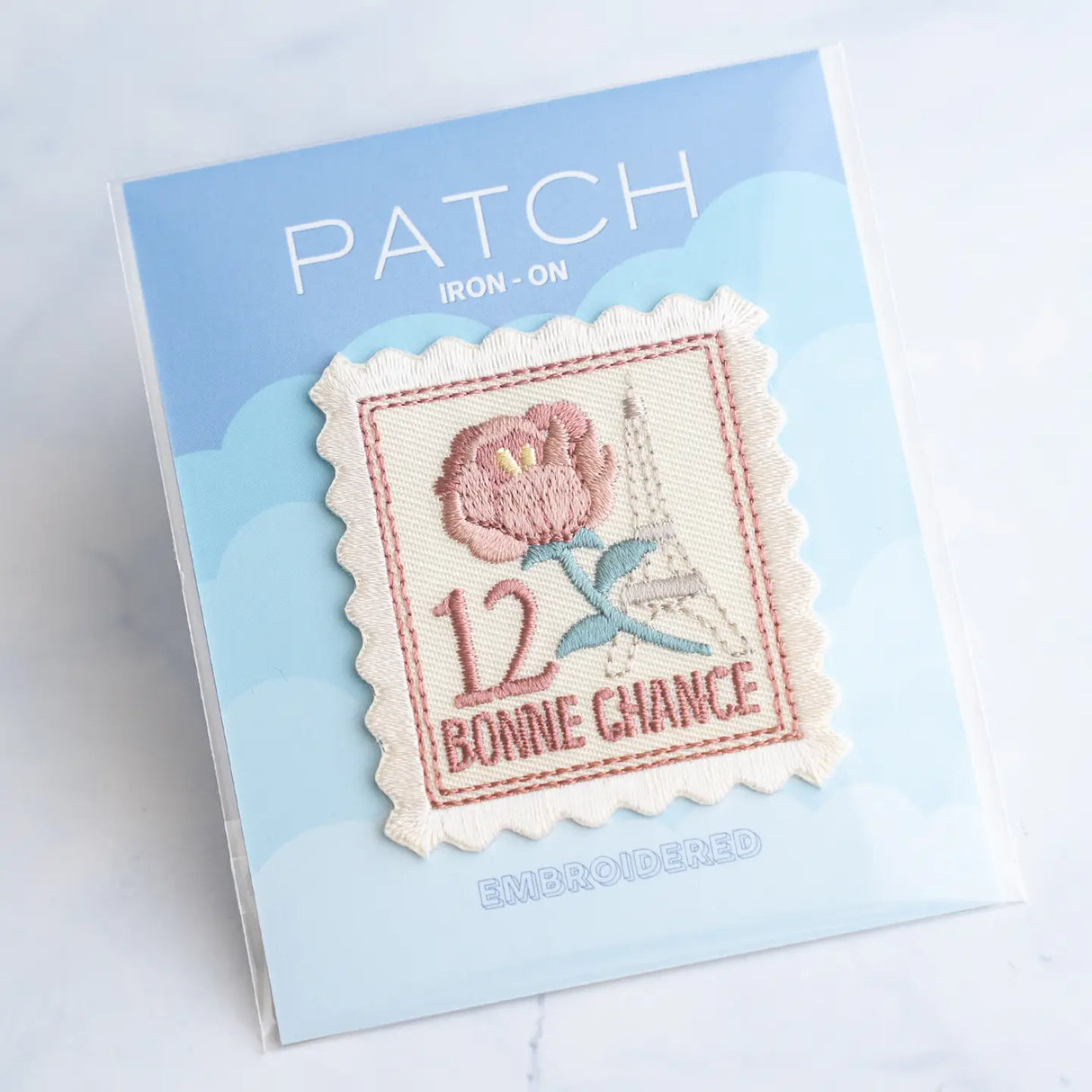 Vintage Rose Stamp Iron-On Patch